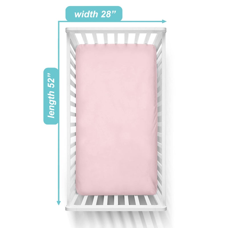TL Care Fitted Crib Sheet 28" x 52", Soft Breathable Neutral 100% Cotton Jersey Sheet, Pink, for Boys and Girls, Fits Crib and Toddler Bed mattresses - Image 2
